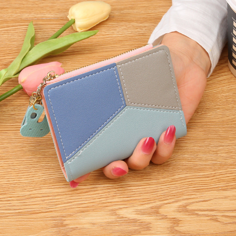 Women's Female Korean Style Stitching Contrast Color Coin Purses