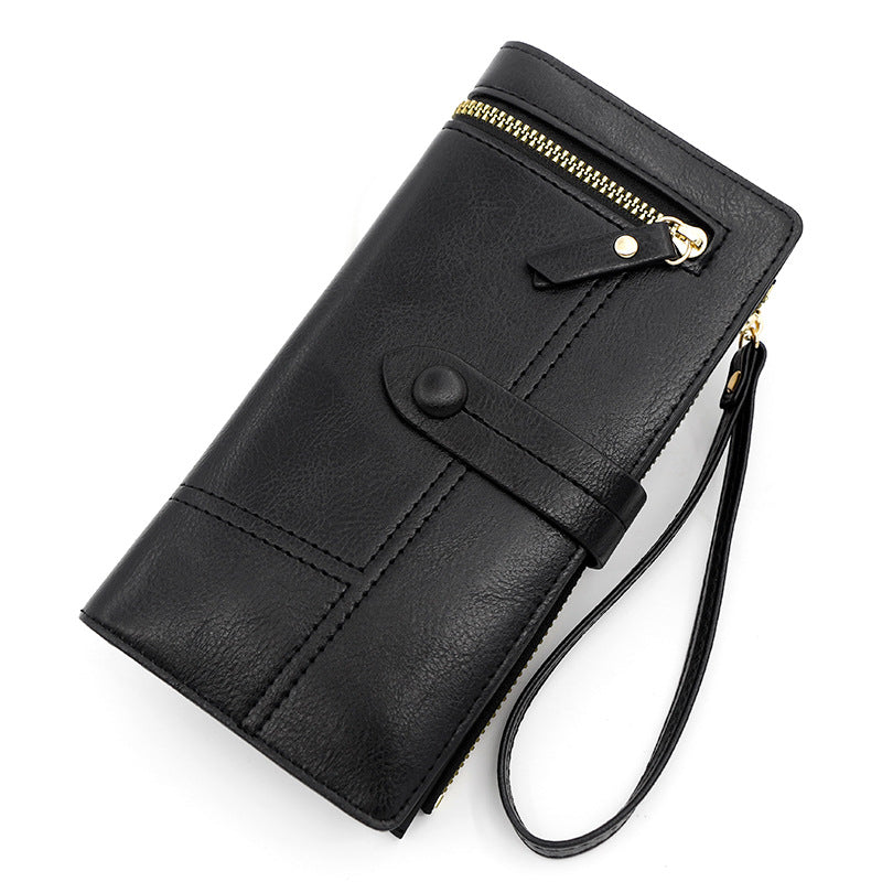 Women's Fresh Sweet Leather Long Zipper Ladies Wallets