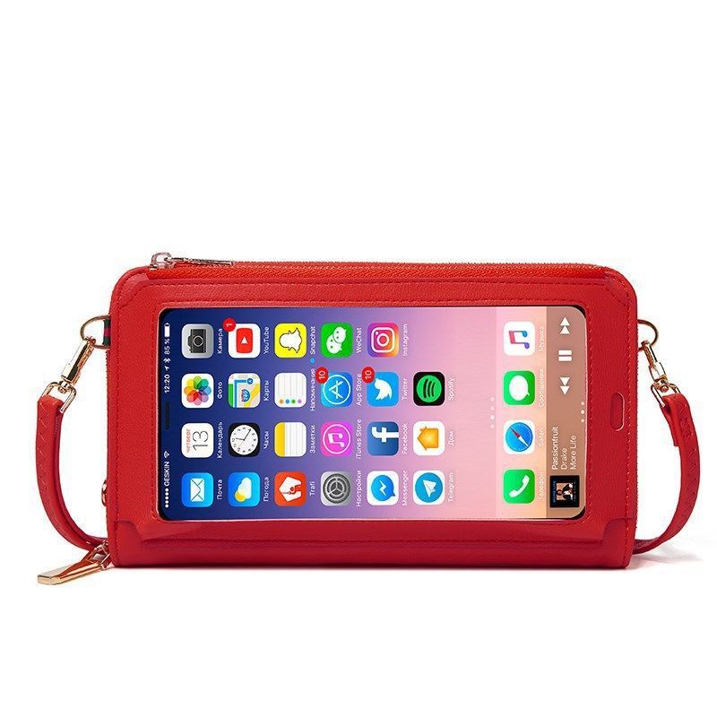 Women's Touch Screen Fashion Zipper Small Fresh Phone Bags