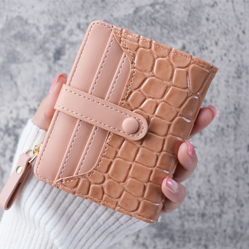 Women's Stone Crocodile Short Korean Style Zipper Ladies Wallets