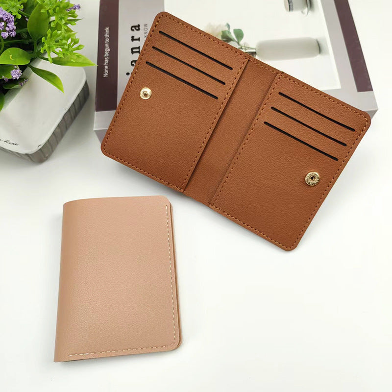 Women's Short With Buttons Two Fold Simple Ladies Wallets