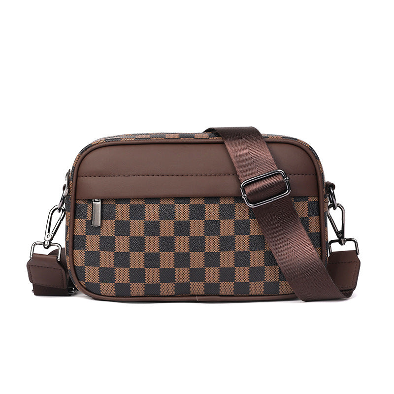 Men's Check Pattern Leisure Poor Small Multifunctional Men's Shoulder Bags