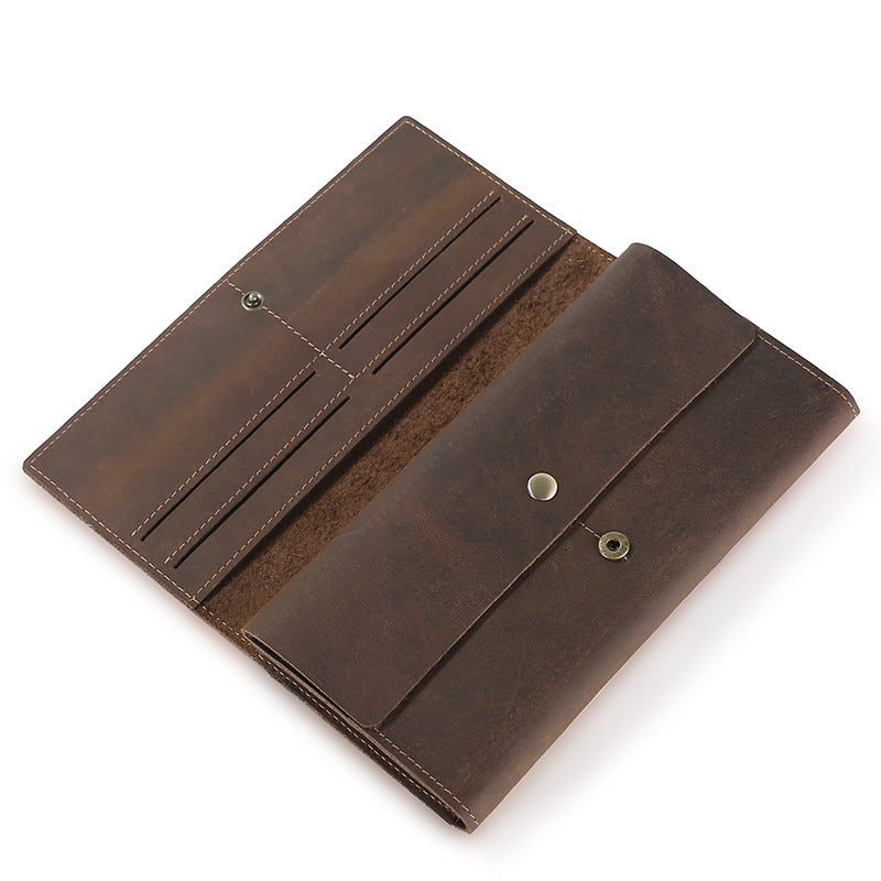 Men's Leather Retro Clutch Large Capacity Crazy Men's Wallets