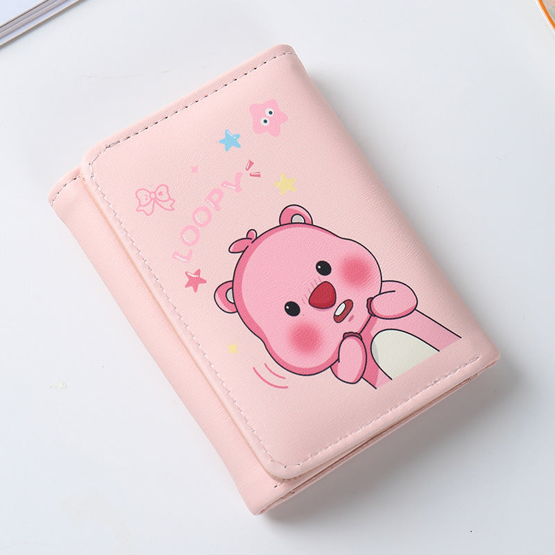 Beaver Three-fold Heart Cartoon Short Folding Ladies Wallets