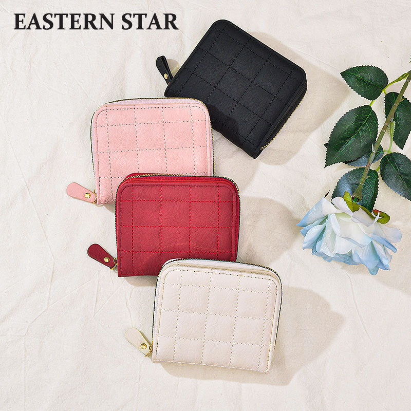 Cute Square Solid Color Soft Leather Ladies Wallets