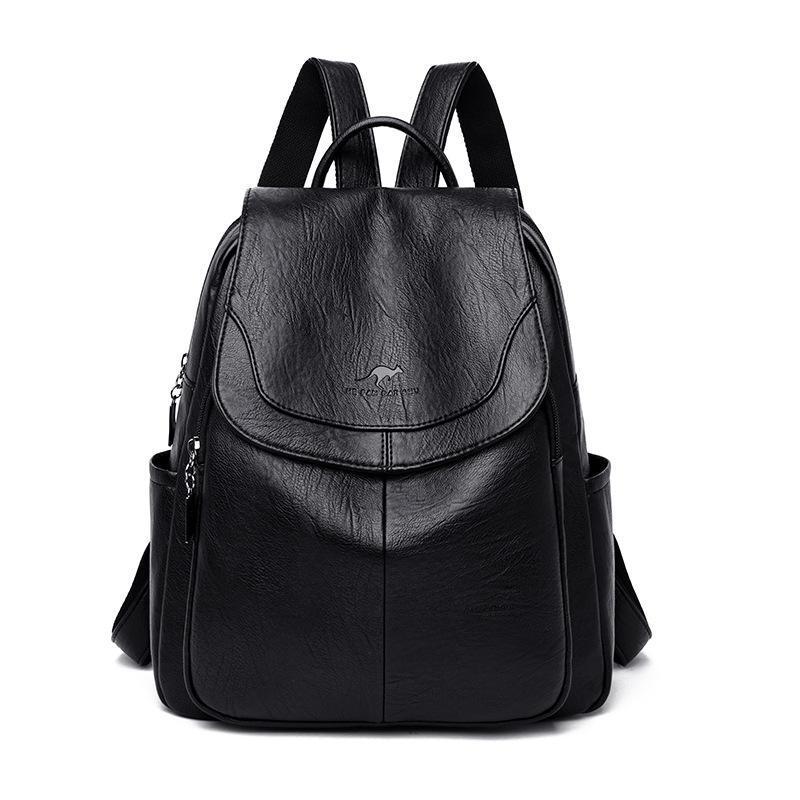 Women's Soft Leather Fashion Genuine Texture Large Backpacks