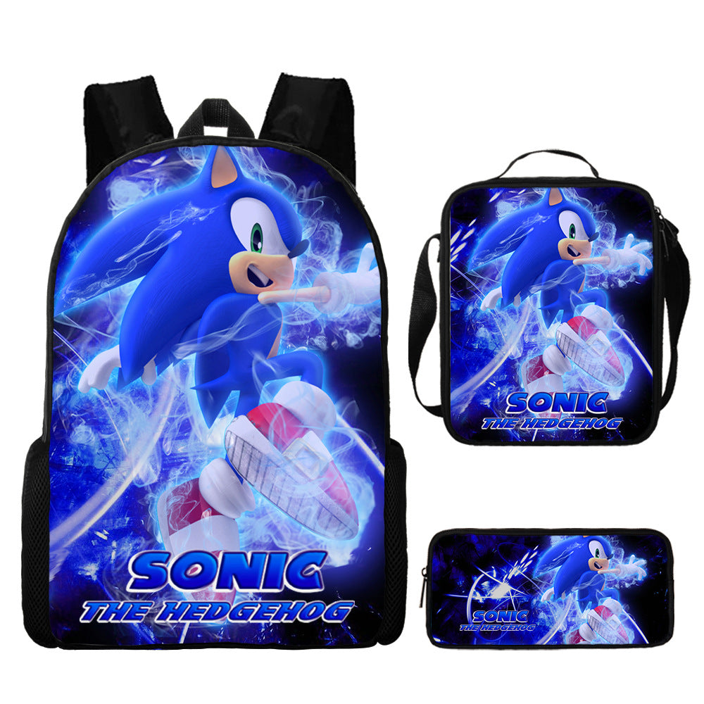 Sonic Primary Three-piece Set Cartoon Animation Bags