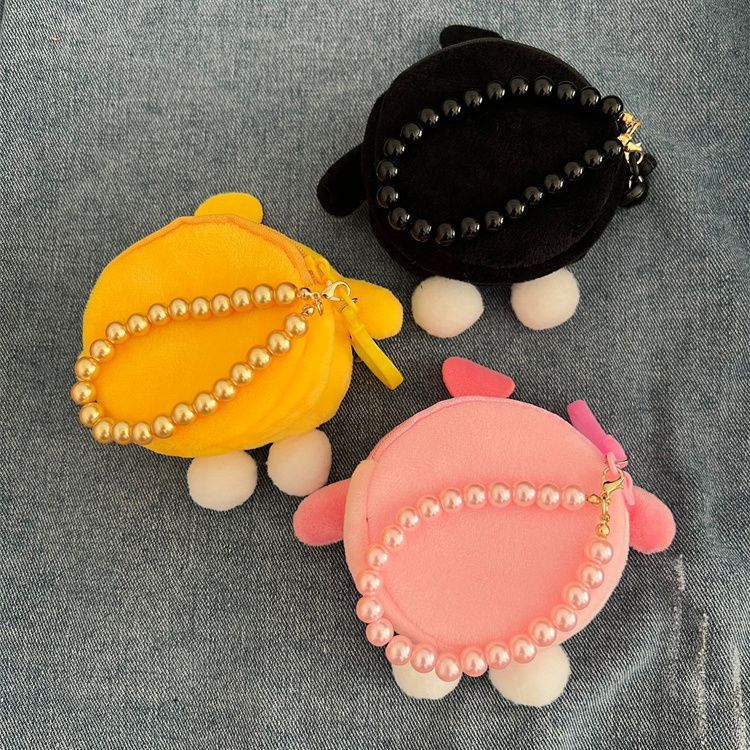 Cute Egg Puff Party Round Plush Pendant Coin Purses