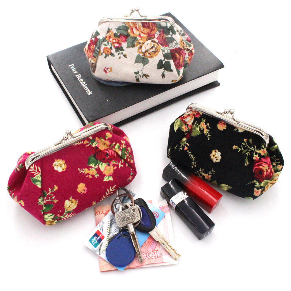 Women's Creative Canvas Fabric Small Clutch Coin Purses