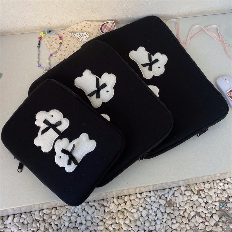 Sacs de rangement pour tablettes, mignons et mignons nœuds papillon, doublure de lapin