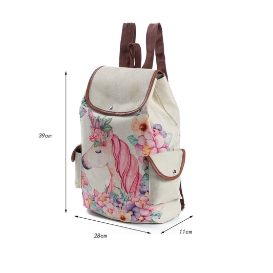 Cute Color Matching Cat Printing Large Middle School Students' Schoolbags