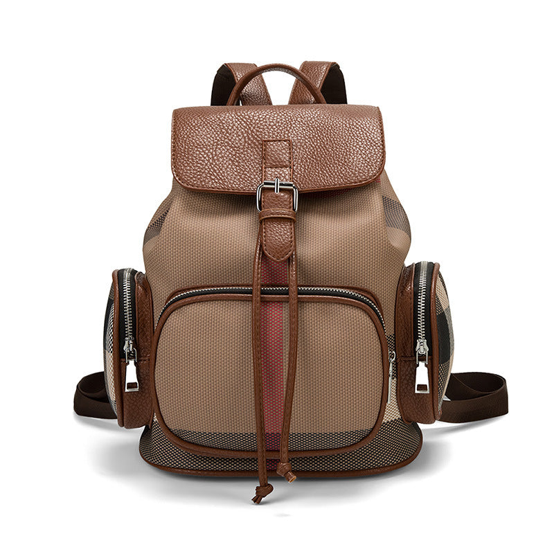 Women's Retro Contrast Color Fashion High Sense Backpacks