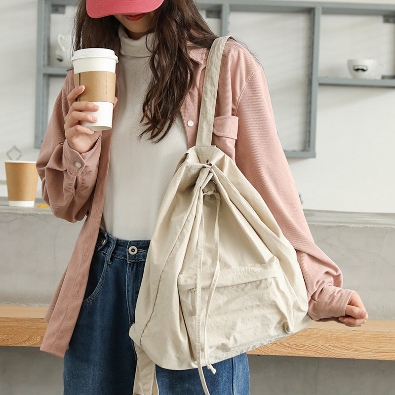 Korean Style Artistic Nylon Fashion Drawstring Small Backpacks