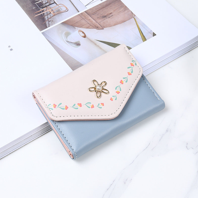 Small Female Short Print Fresh Three Ladies Wallets