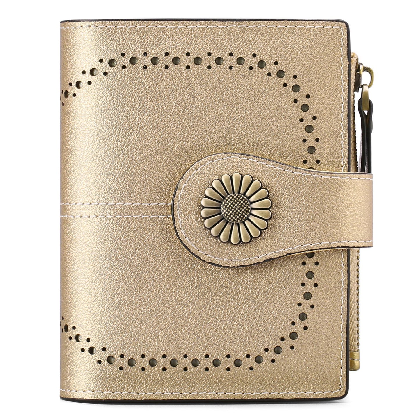 Women's Short Oil Wax Leather Zipper Ladies Wallets