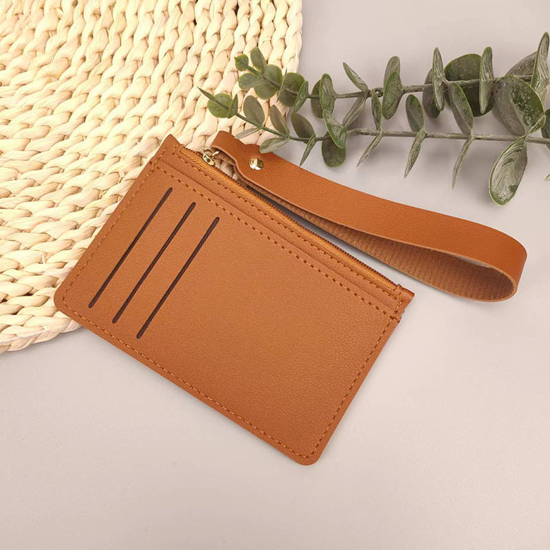 Women's Wrist Strap Zipper Solid Color Short Coin Purses