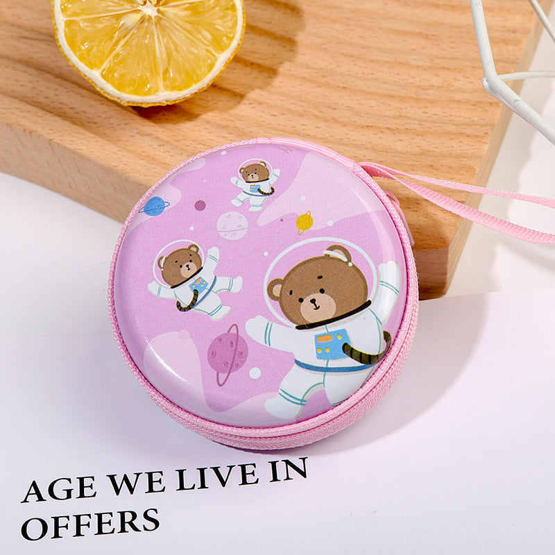 Mini Cartoon Zipper Usb Cable Storage Coin Purses