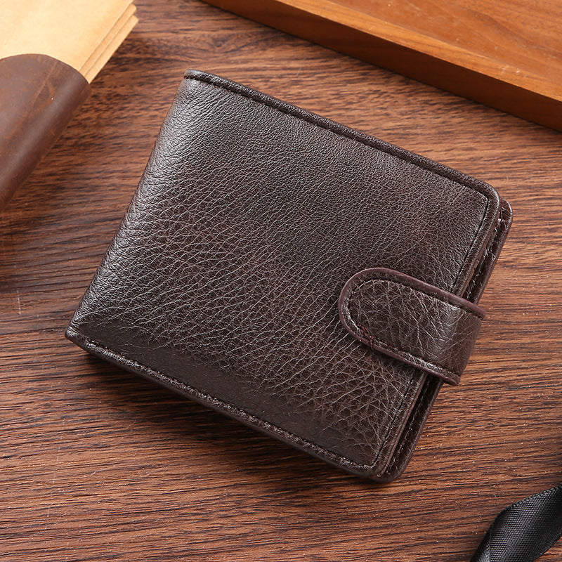 Men's Durable Leather Short Zipper Hasp Billfold Men's Wallets