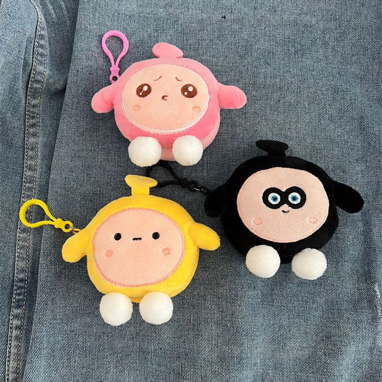 Porte-monnaie rond en peluche avec pendentif en forme d'œuf mignon