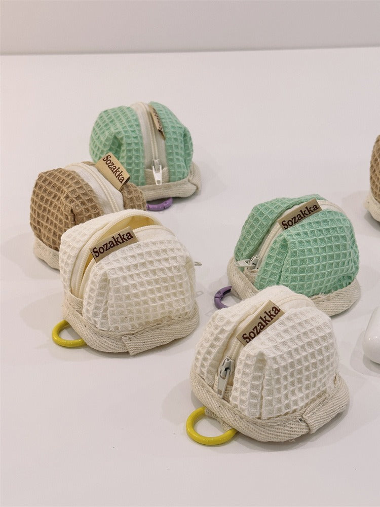 Lovely Soft Cute Wafer Grid Earphone Storage Applicable Cosmetic Bags