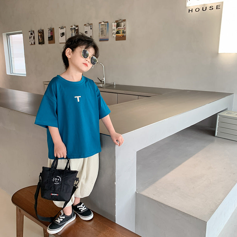 Children's Korean Style Canvas Outing Simple Handsome Children's Shoulder Bags