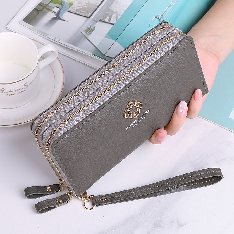 Women's Korean Style Long Double Layer Zip Purses