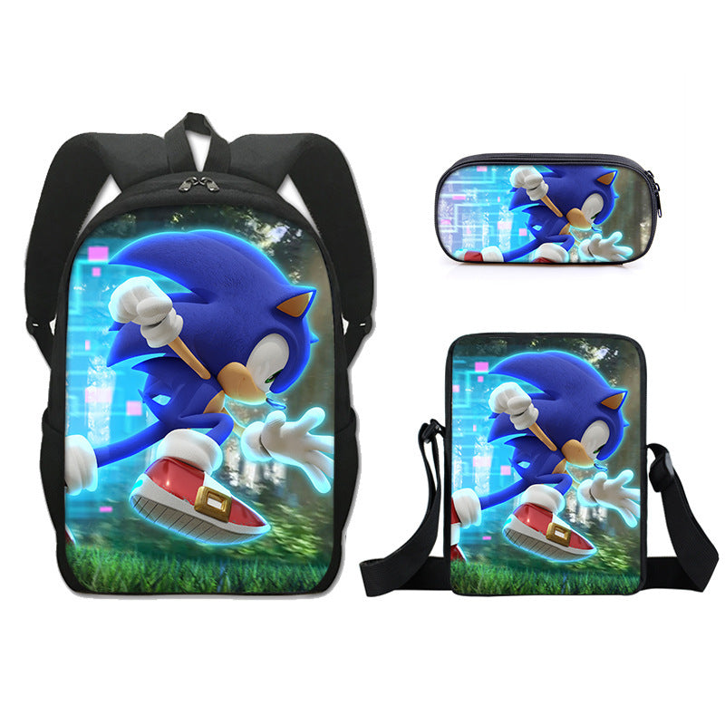 Sonic Primary Three-piece Set Cartoon Animation Bags