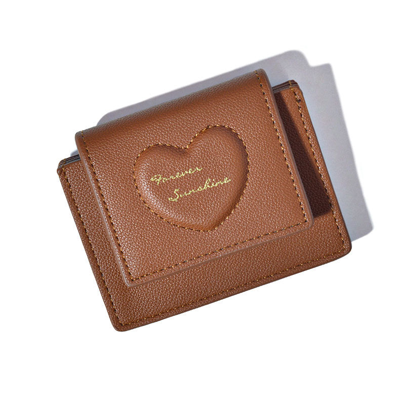 Women's Color Korean Style Small Love Embossed Ladies Wallets