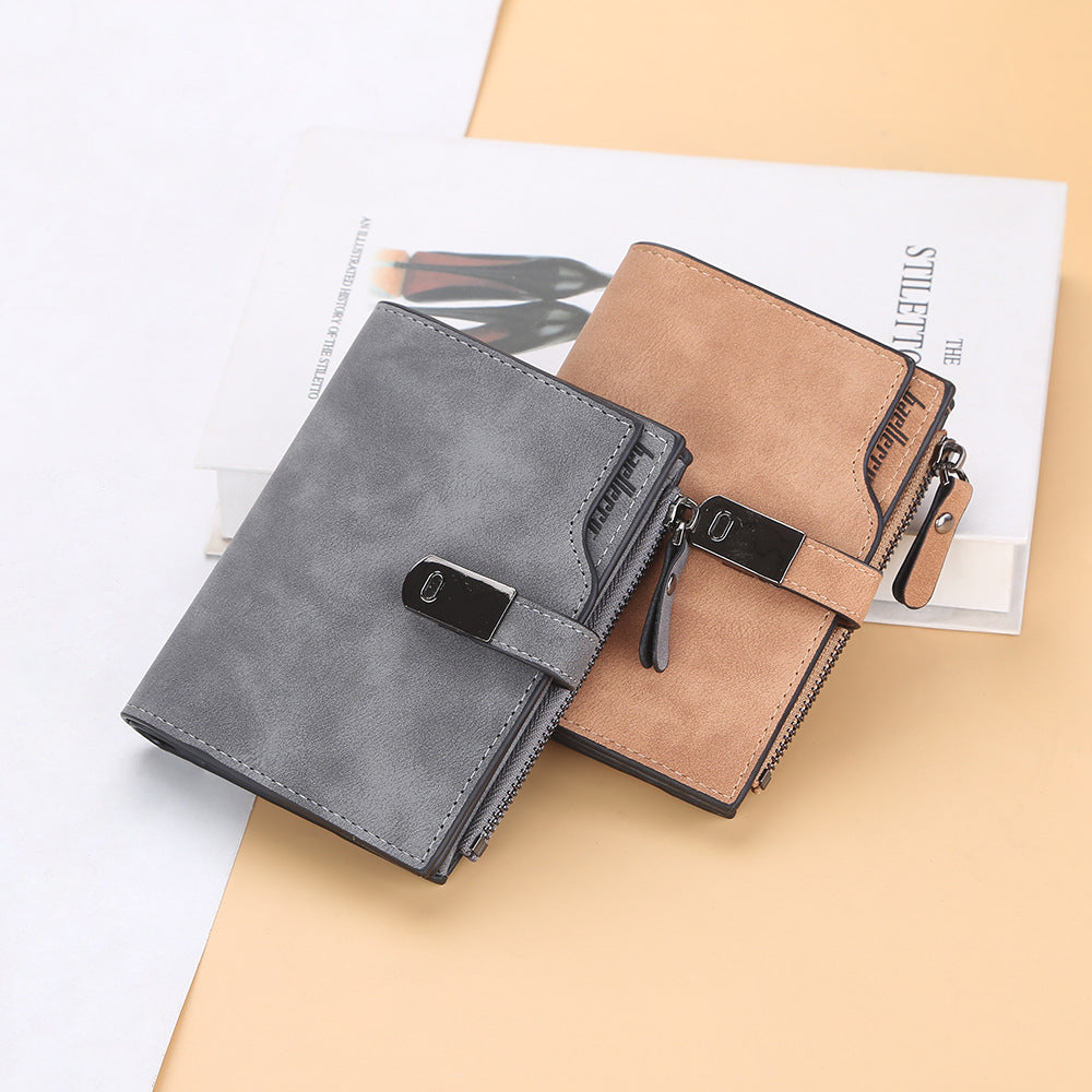 Cool Slouchy Fashion Zipper Short Folding Ladies Wallets