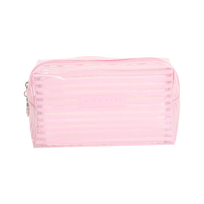 Large Capacity Personalized Striped Portable Storage Cosmetic Bags