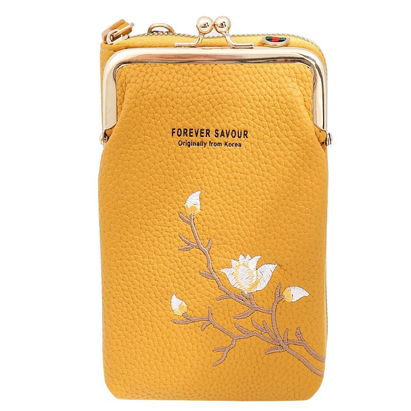 Women's Mobile Embroidery Flower Integrated Small Phone Bags