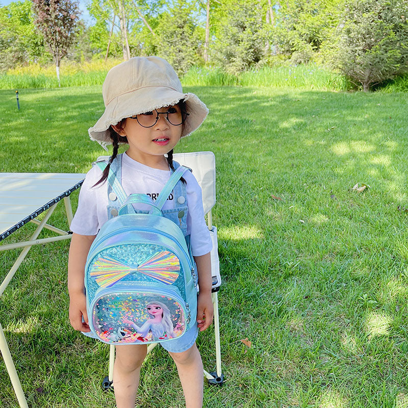 Mini sac à dos à paillettes avec nœud mignon pour enfants, princesse à la mode