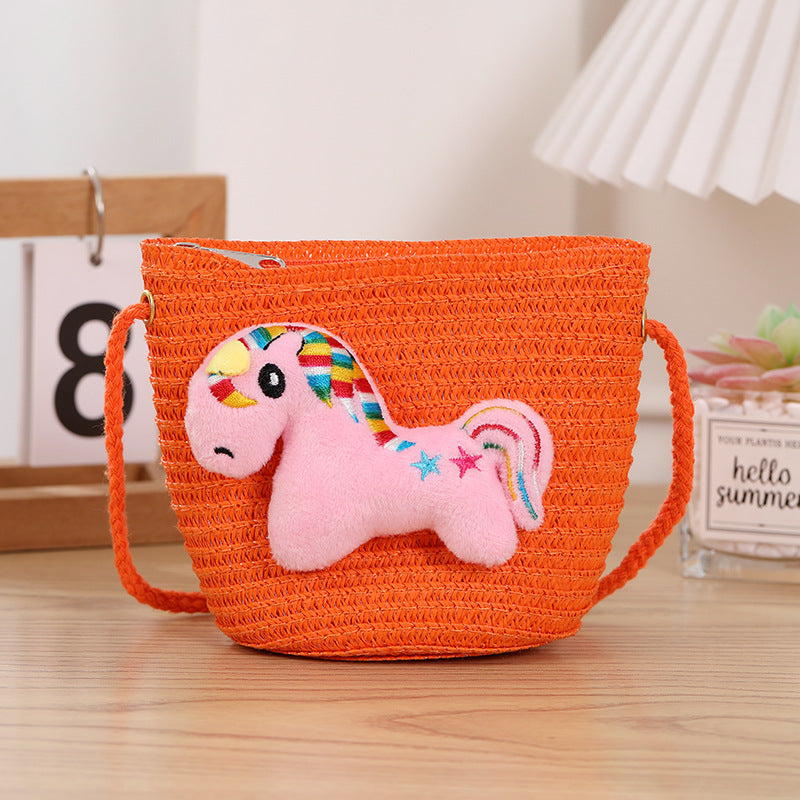 Children's Straw Woven Change Packet Cartoon Cute Children's Coin Purse