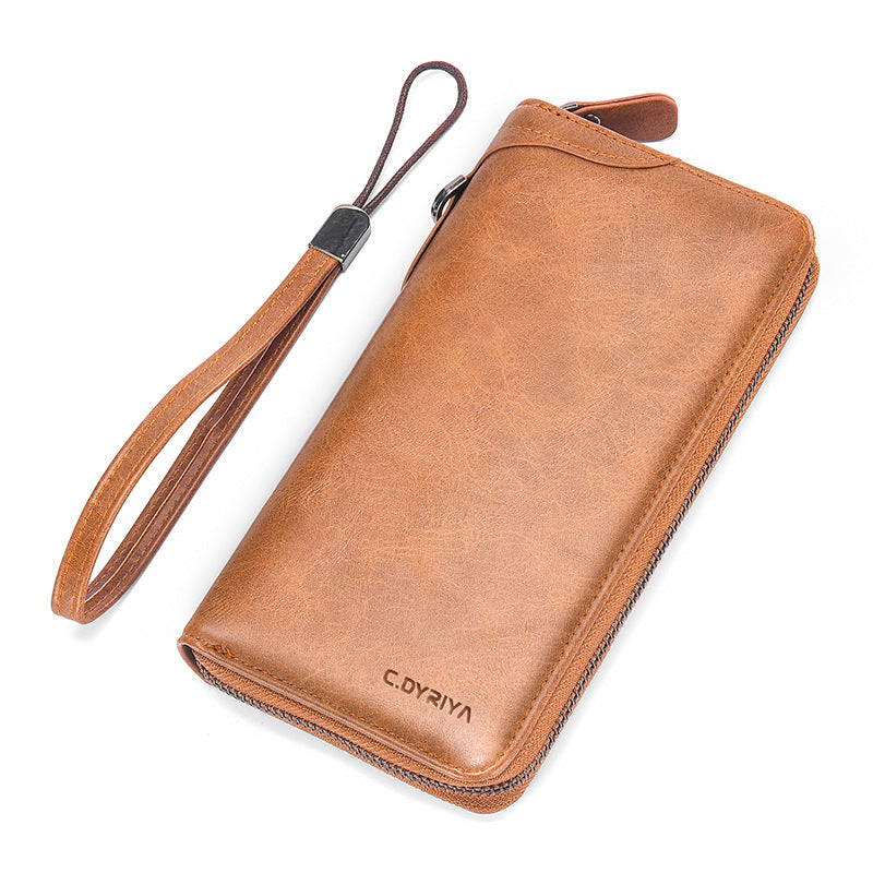 Men's Long Zip Simple Business Multifunctional Mobile Men's Wallets