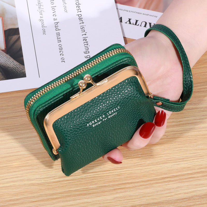 Women's Wrist Strap Short Korean Style Clip Coin Purses