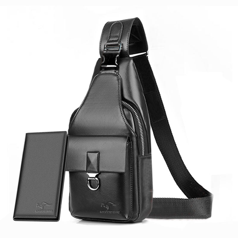 Men's Charging With Fashion Leather Waterproof Men's Chest Bags