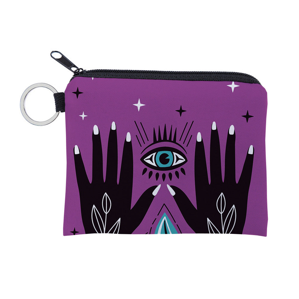 Women's Evil Eye Printing Pattern Zipper Small Purses