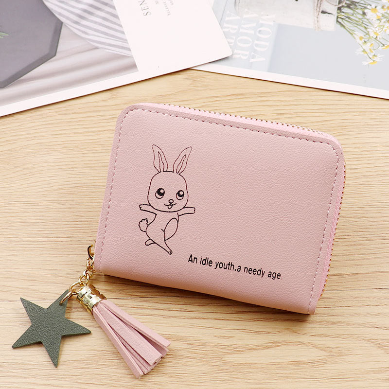 Women's Color Cute Style Zipper Korean Simple Purses