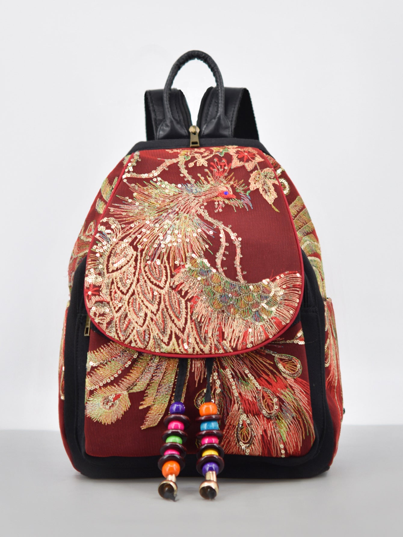 Women's Yunnan National Style Embroidered Peacock Canvas Backpacks