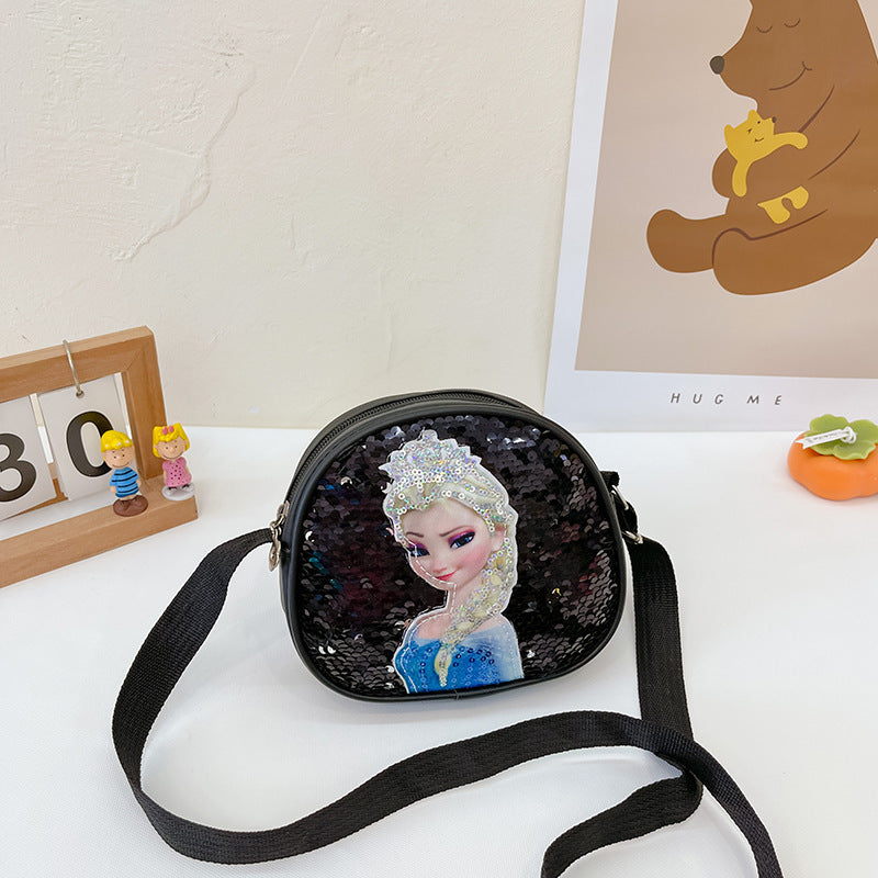 Children's Elsa Sequined Personalized Colorful Small Square Children's Shoulder Bags