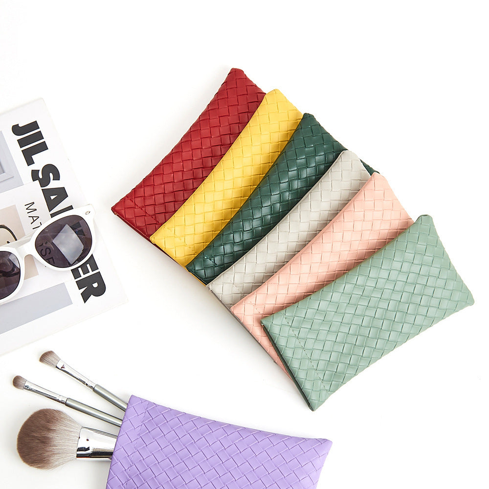 Glasses Solid Color Woven Buggy Shrapnel Cosmetic Bags