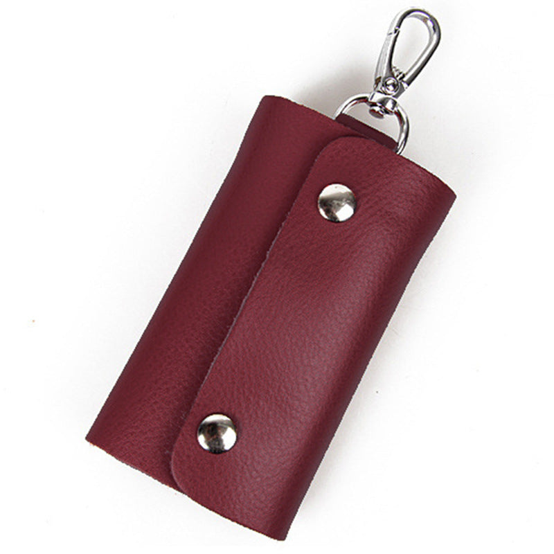 Candy Color Cowhide Genuine Leather Unisex Key Bags