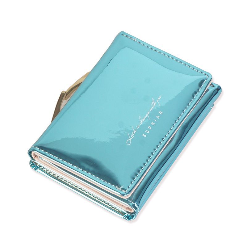 Women's Trendy Simple Folding Clutch Leather Laser Coin Purses