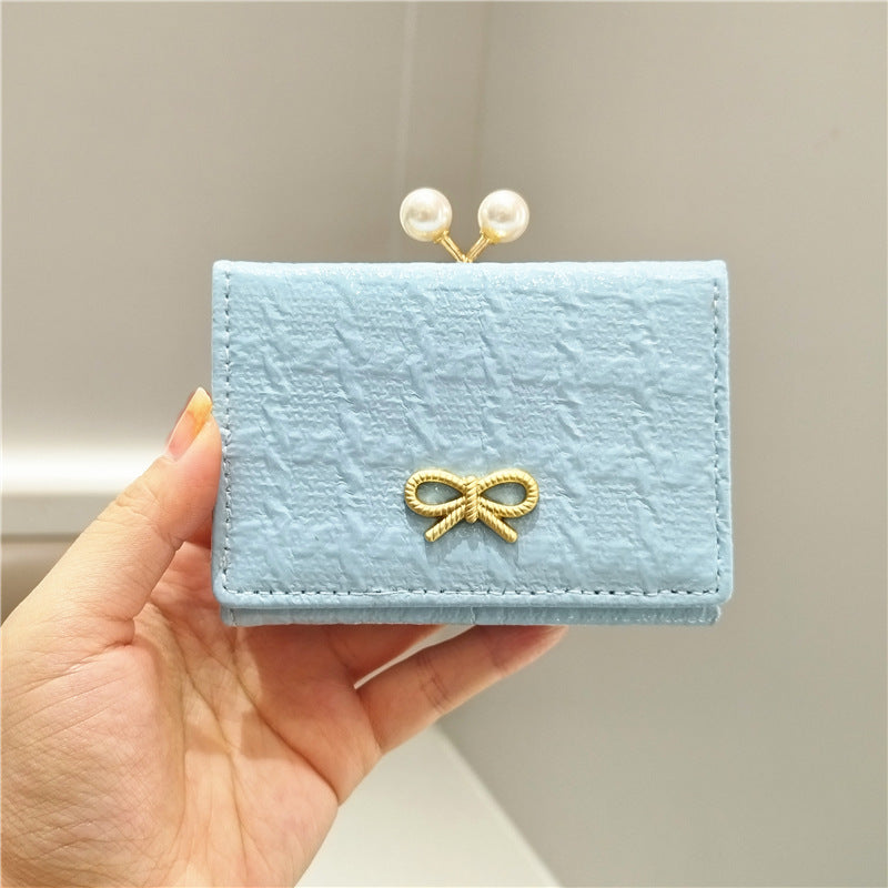 Women's Sweet Fashion Small Fresh Solid Color Bow Ladies Wallets