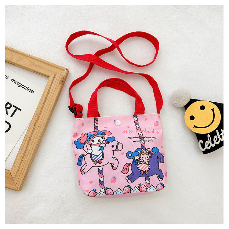 Children's Glamorous Strawberry Bear Canvas Cute Children's Shoulder Bags