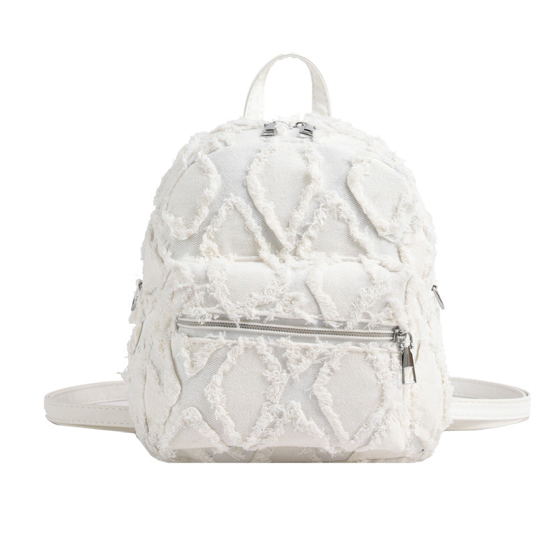 Rhombus Denim Canvas Niche High-grade Chain Backpacks