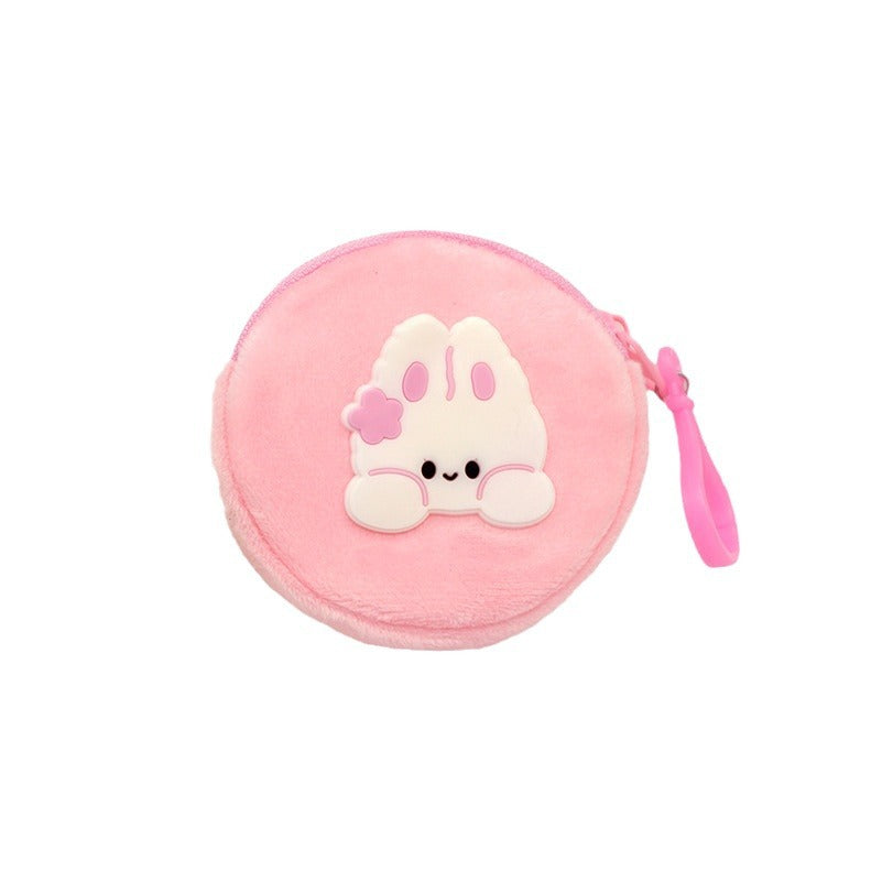 Porte-monnaie Portable à fermeture éclair pour écouteurs en peluche de dessin animé mignon pour enfants