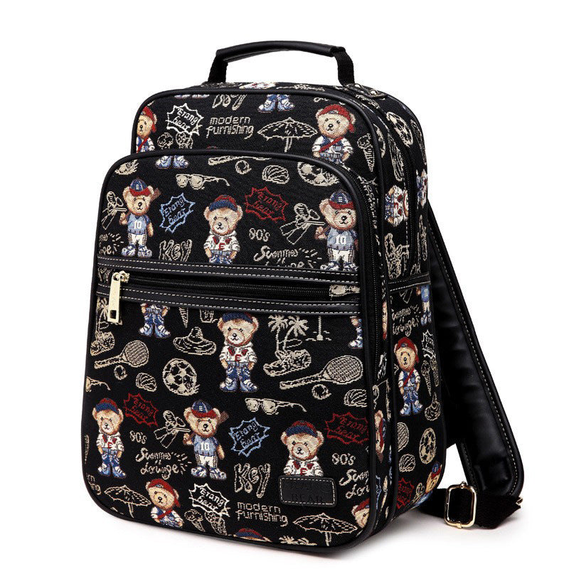 Women's Bear Attachment Korean Style Preppy Fashion Backpacks