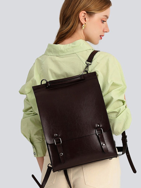 Women's Leather British College Style Retro Cambridge Backpacks