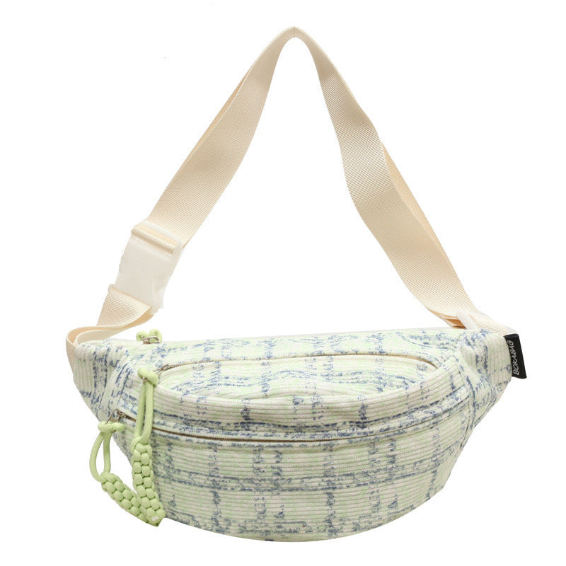 Corduroy Plaid Female Minority Design Lightweight Waist Packs